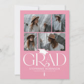 Elegant Pink & White Photo Collage Graduation Ankündigung (Vorderseite)