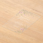 Elegant Pink Wild Floral Wedding Acryleinladungen (Ablage )