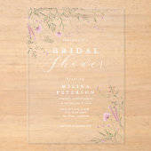 Elegant Pink Wild Floral Wedding Acryleinladungen (Vorderseite)