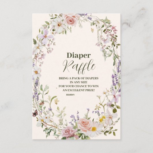 Elegant Pink Wildblume Boho Diapper Raffle Begleitkarte (Vorderseite)