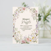 Elegant Pink Wildblume Boho Diapper Raffle Begleitkarte (Stehend Vorderseite)