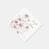 Elegant Pink Wildflower Botanical  Wedding Serviette (Ecke)