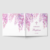 Elegant Pink Wisteria Baptism Guest Book Gästebuch (Voll)