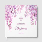 Elegant Pink Wisteria Baptism Guest Book Gästebuch (Vorderseite)