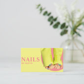 Elegant Pink Yellow Feminine Moderne Nageltechnik Visitenkarte (Stehend Vorderseite)