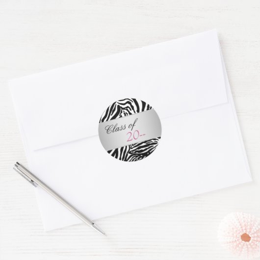 Elegant Pink Zebra Abschluss Stickers (Umschlag)