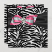 Elegant Pink Zebra Party Einladungen (Vorne/Hinten)