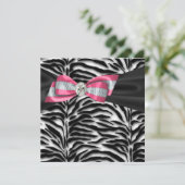 Elegant Pink Zebra Party Einladungen (Stehend Vorderseite)