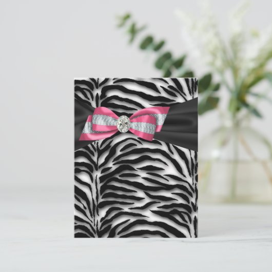Elegant Pink Zebra Party Einladungen (Stehend Vorderseite)