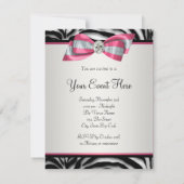 Elegant Pink Zebra Party Einladungen (Rückseite)