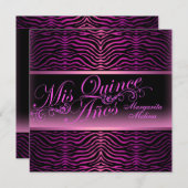 Elegant Pink Zebra Print Quinceanera Einladung (Vorne/Hinten)