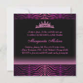 Elegant Pink Zebra Print Quinceanera Einladung (Rückseite)