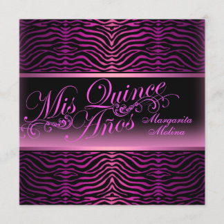 Elegant Pink Zebra Print Quinceanera Einladung