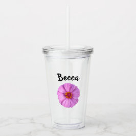 Elegant Pink Zinnia Flower Personalized Acryltrinkbecher