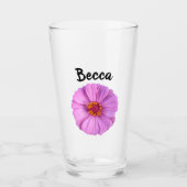 Elegant Pink Zinnia Flower Personalized Glas (Vorderseite)