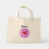Elegant Pink Zinnia Flower Personalized Mini Stoffbeutel (Vorne)
