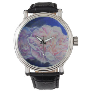 Elegant pinkfarbene blaupastellfarbene Aquarellblu Armbanduhr