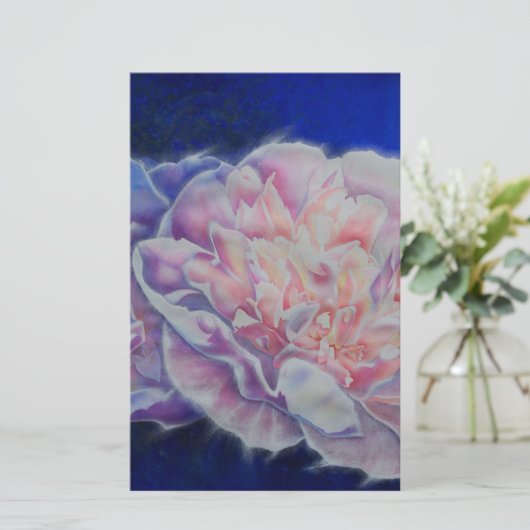 Elegant pinkfarbene blaupastellfarbene Aquarellblu Briefpapier (Stehend Vorderseite)