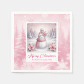 Elegant Pinkmas Snowman Napkins Winter Holiday Serviette (Vorderseite)