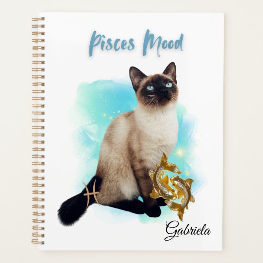 Elegant Pisces Zodiac Cat Planner Notebook Planer (Vorderseite)