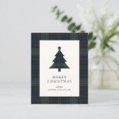 Elegant Plaid Budget Christmas Card (Stehend Vorderseite)