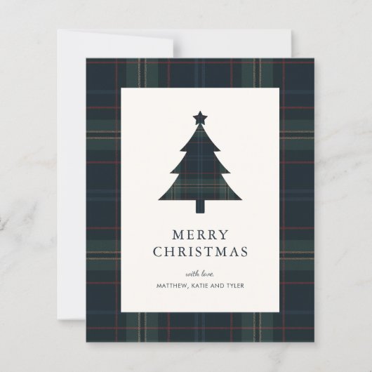 Elegant Plaid Budget Christmas Card (Vorderseite)
