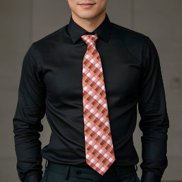 Elegant Plaid Gold Red Lux Aesthetics Necktie Krawatte