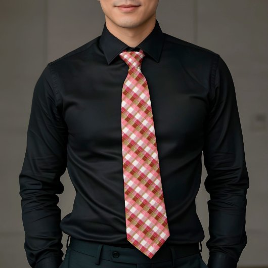 Elegant Plaid Gold Red Lux Aesthetics Necktie Krawatte