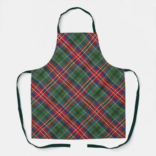 Elegant Plaid Red Green Rustic Tartan Schürze (Vorderseite)
