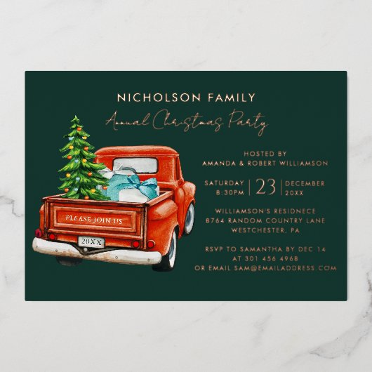 Elegant Plaid Script Christmas Holiday Party Folieneinladung (Vorderseite)