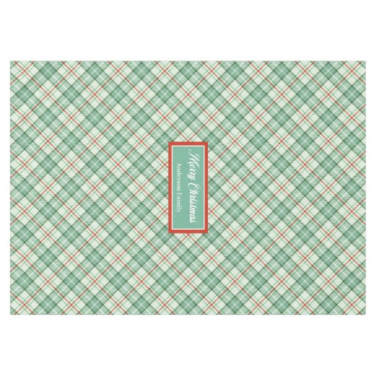Elegant Plaid Tablecloth Custom Name Holiday Decor Tischdecke (Vorderseite (Horizontal))