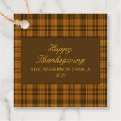Elegant Plaid Thanksgiving Classic Custom Favor Geschenkanhänger (Vorderseite)