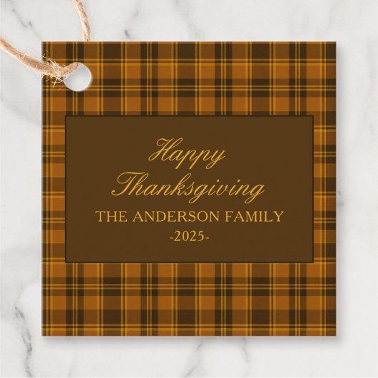 Elegant Plaid Thanksgiving Classic Custom Favor Geschenkanhänger (Vorderseite)