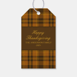 Elegant Plaid Thanksgiving Classic Vintage Custom Geschenkanhänger