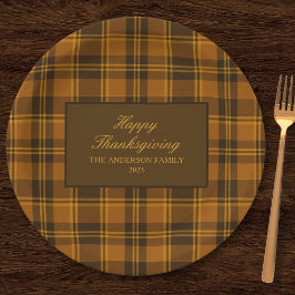 Elegant Plaid Thanksgiving Classic Vintage Custom Pappteller