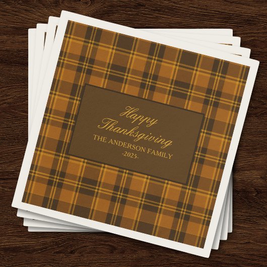 Elegant Plaid Thanksgiving Classic Vintage Custom  Serviette