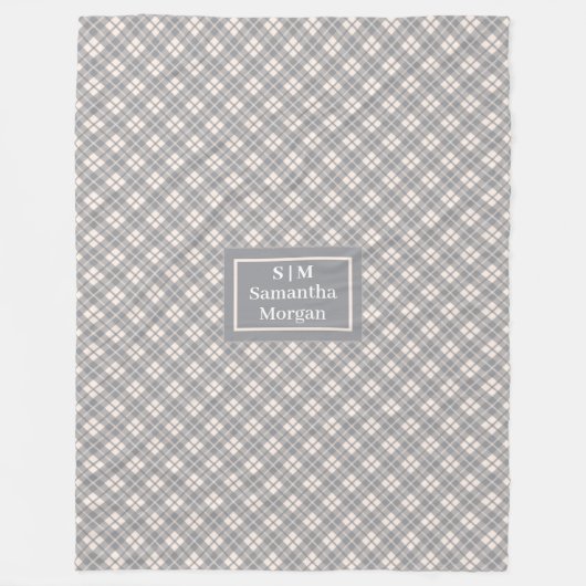 Elegant Plaid Throw Custom Name Pastel Accent Fleecedecke (Vorderseite)