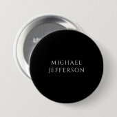 Elegant Plain Black White Personalized Custom Button (Vorne & Hinten)