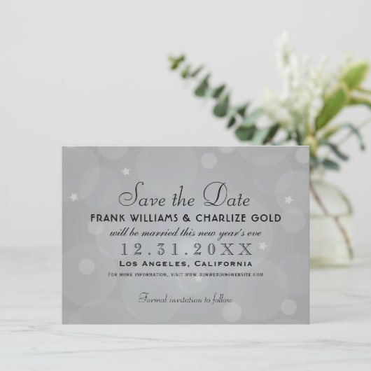 Elegant Platinum Gray Wedding Save The Date (Stehend Vorderseite)