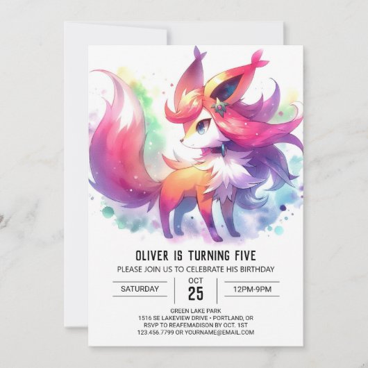 Elegant Playful Fox Geburtstag Einladung (Vorderseite)
