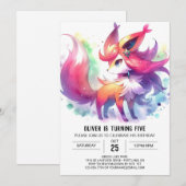 Elegant Playful Fox Geburtstag Einladung (Vorne/Hinten)