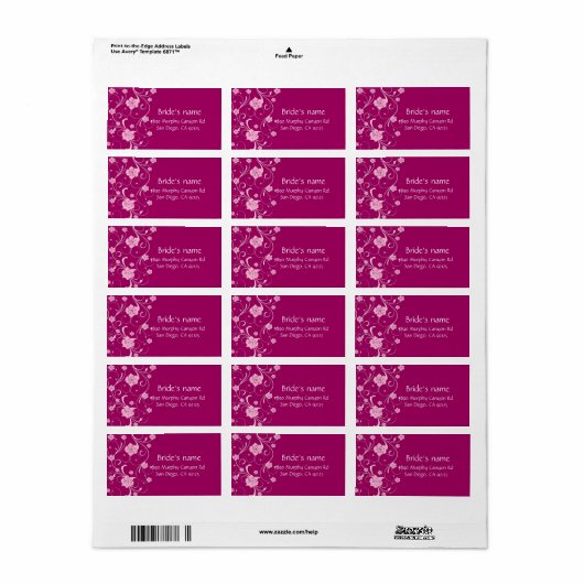 Elegant Plum Cherry Wirbel Adressetikett (Vorne)