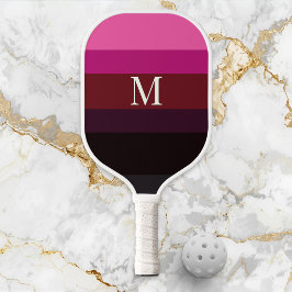 Elegant Plum Fuchsia Color Block Monogrammed Pickleball Schläger