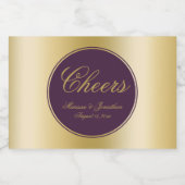 Elegant Plum Gold Calligraphy Cheers Wedding Schaumweinetikett (Einzelnes Label)