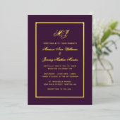 Elegant Plum Gold Calligraphy Script Wedding Folieneinladung (Stehend vorne)