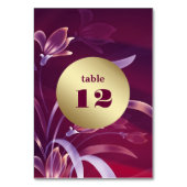 Elegant Plum | Gold FloralTable Number Cards Tischnummer (Rückseite)