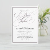 Elegant Plum Lila Calligraphy Bridal Luncheon Einladung (Stehend Vorderseite)