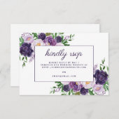 Elegant Plum Lila Floral Wedding Website UAWG RSVP Karte (Vorne/Hinten)