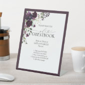 Elegant Plum Lila Mauve Floral Foto Gästebuch Sockelschild (In SItu)