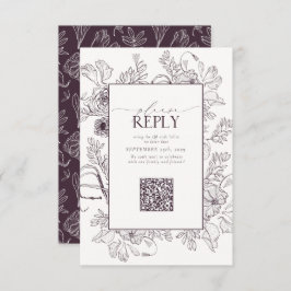 Elegant Plum Lila Wedding QR Code Bitte beantworte RSVP Karte